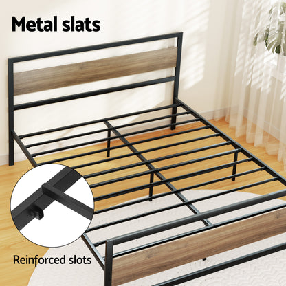 Double Bed Frame Metal Storage 2 Drawers | HomeAndLiving