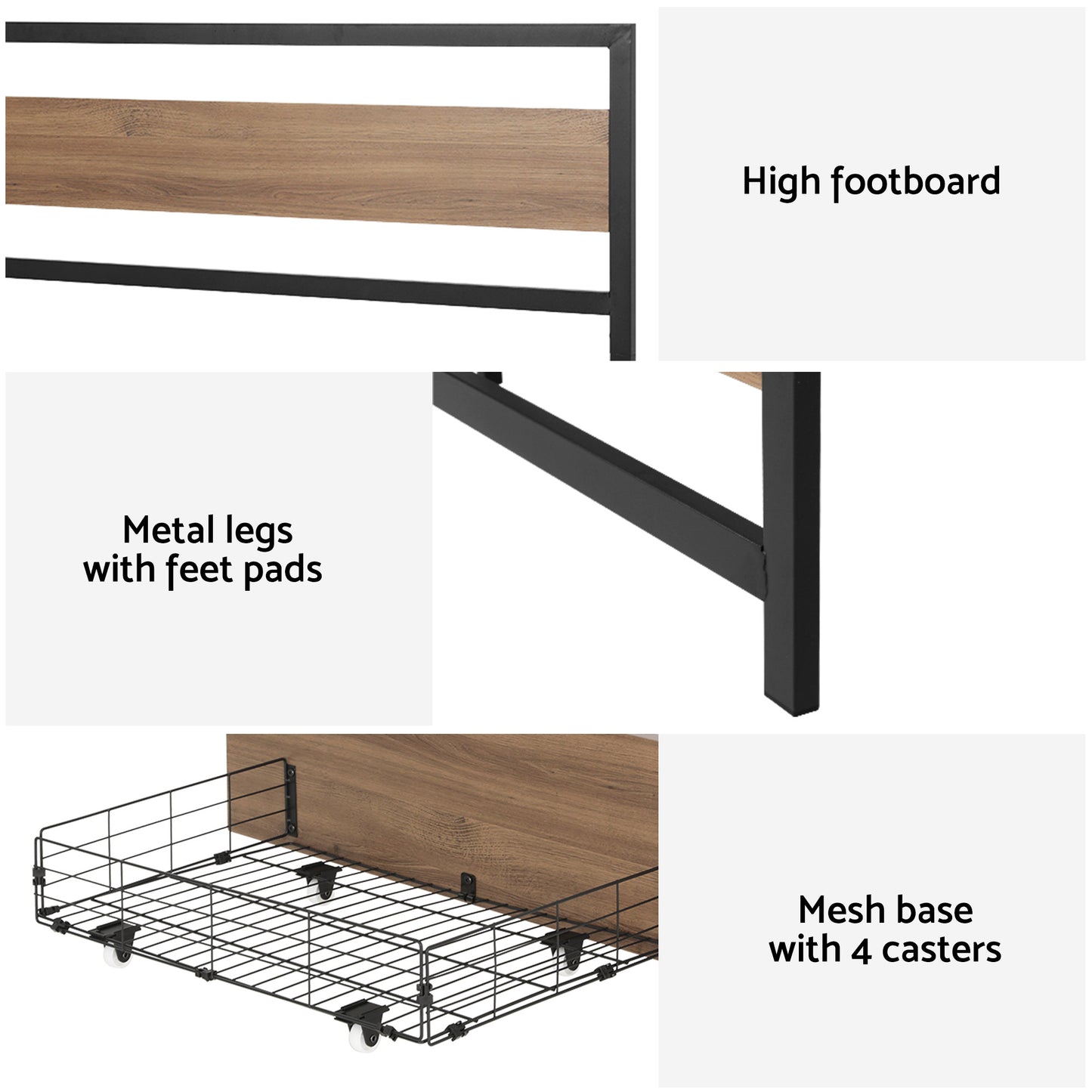 Double Bed Frame Metal Storage 2 Drawers | HomeAndLiving