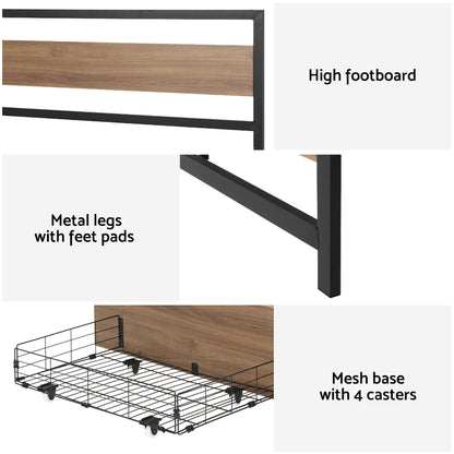 Double Bed Frame Metal Storage 2 Drawers | HomeAndLiving