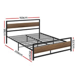 Bed Frame Queen Size Metal Base Mattress Platform Black