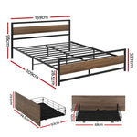 Queen Bed Frame Metal 2 Drawers 300kg | HomeAndLiving