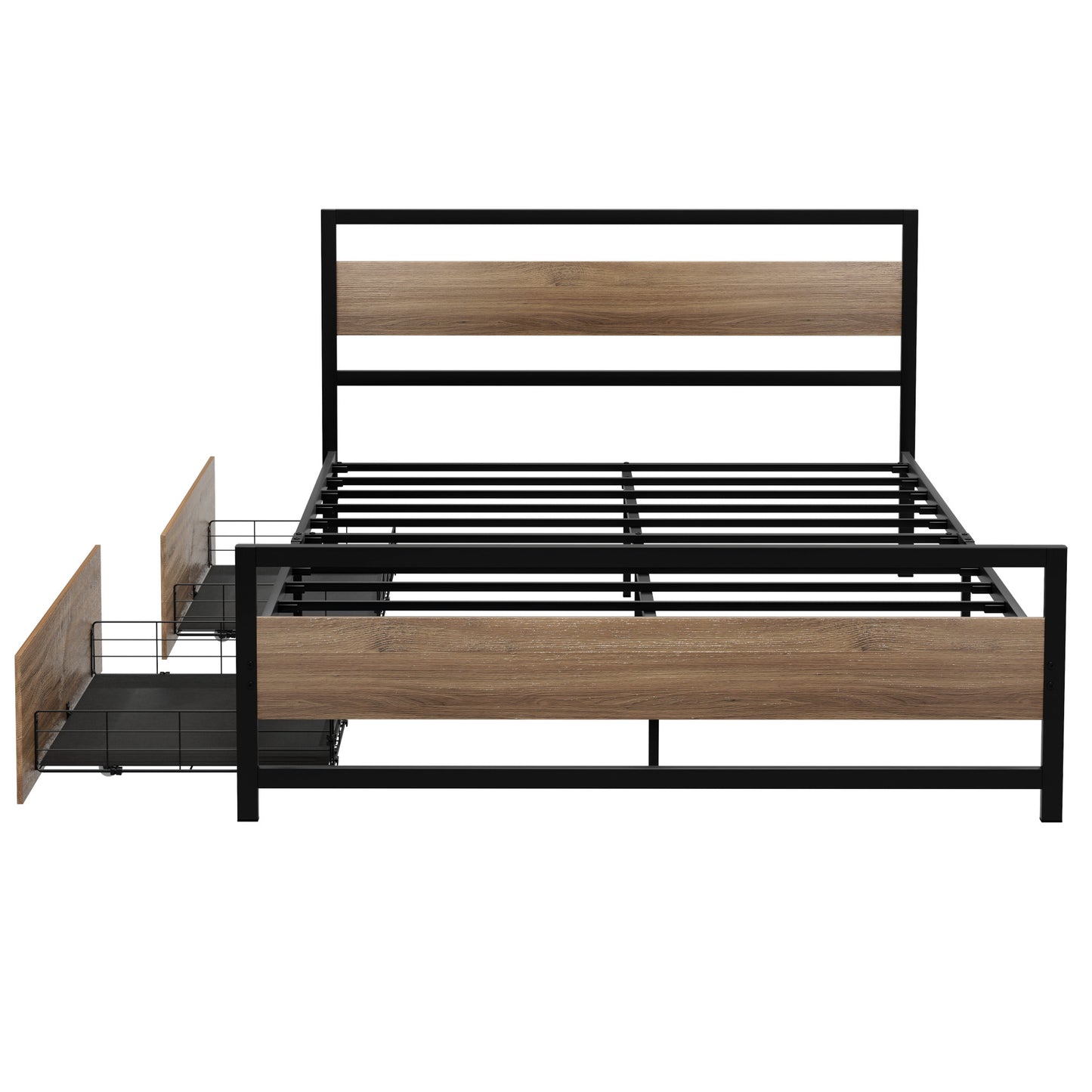 Queen Bed Frame Metal 2 Drawers 300kg | HomeAndLiving