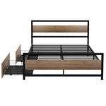 Queen Bed Frame Metal 2 Drawers 300kg | HomeAndLiving