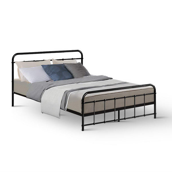  Bed Frame Metal Frames Leo - Double (Black)