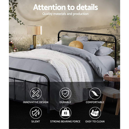 Bed Frame Metal Bed Frame LEO - Double (Black)