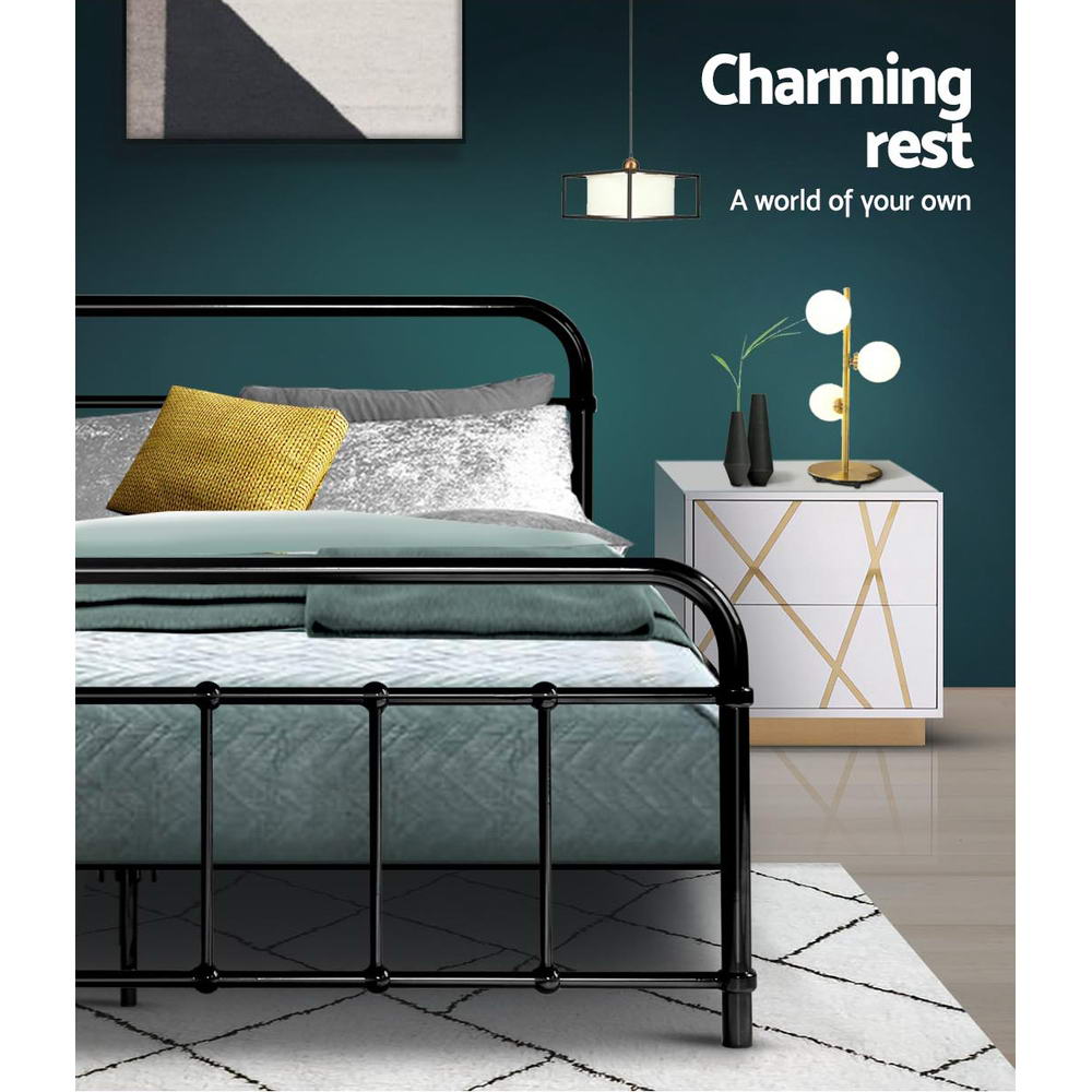 Bed Frame Metal Bed Frame LEO - Double (Black)