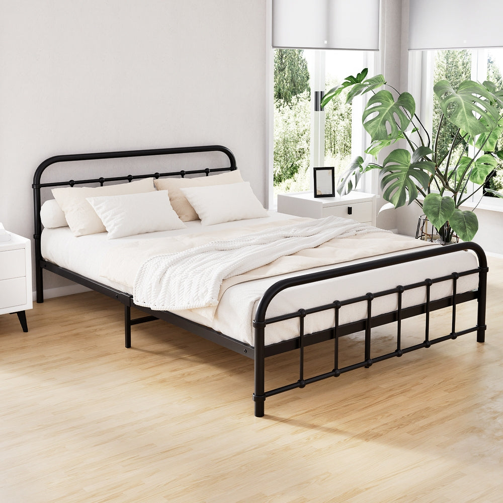 Bed Frame Metal Bed Frame LEO - Double (Black)