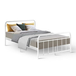 Bed Frame Metal Bed Frame LEO - Double (White)