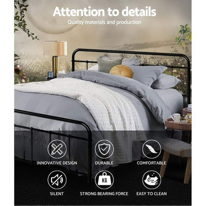 Bed Frame Metal Bed Frame LEO - Queen (Black)