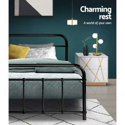 Bed Frame Metal Bed Frame LEO - Queen (Black)