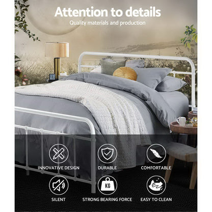 Bed Frame Metal Bed Frame LEO - Queen (White)
