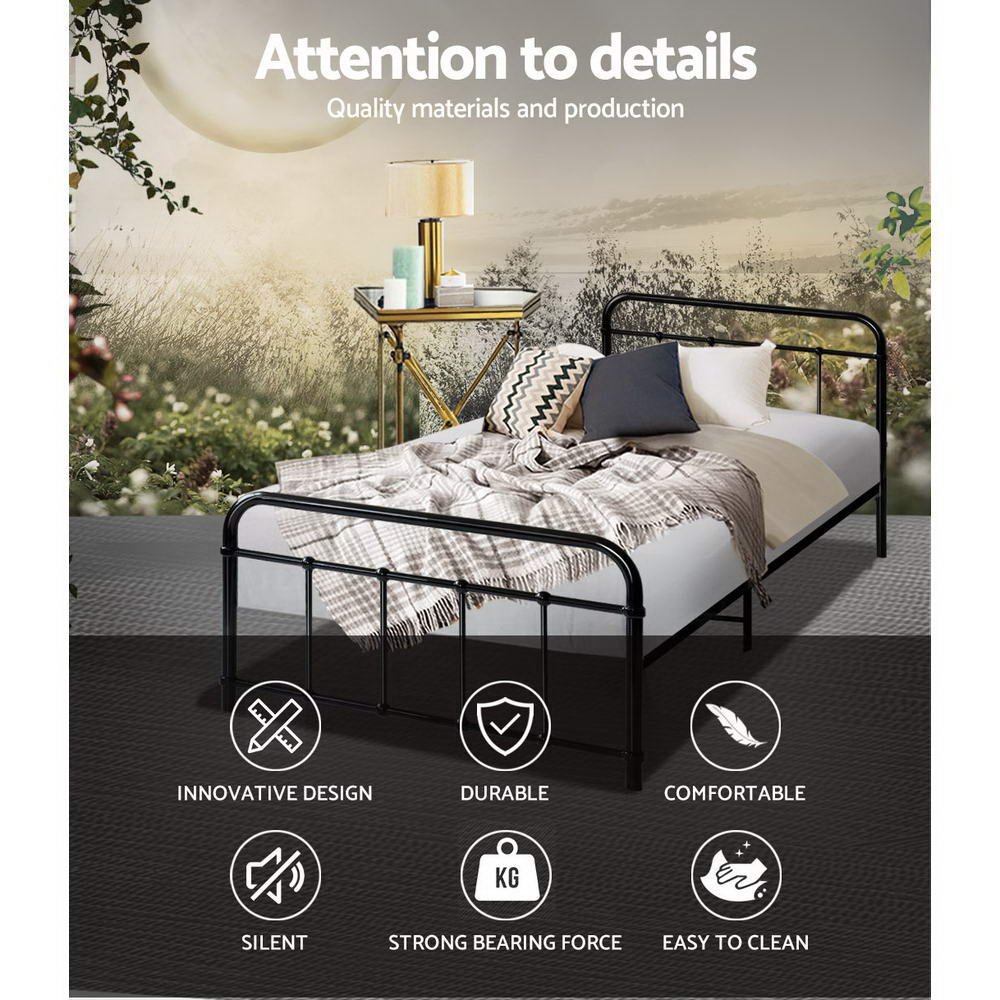 Bed Frame Metal Bed Frame LEO - Single (Black)