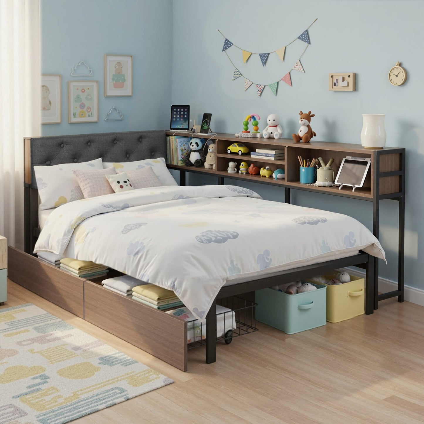 Single Bed Frame With Drawers 190x90cm