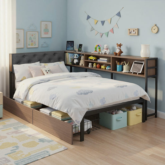 Single Bed Frame With Drawers 190x90cm