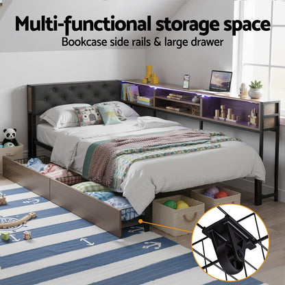Single Bed Frame With Drawers 190x90cm