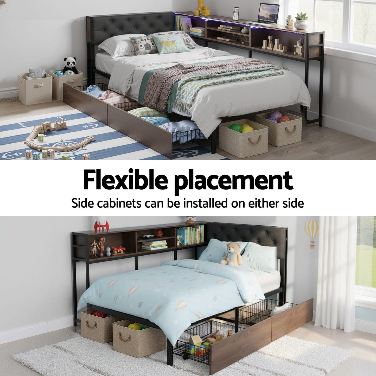 Single Bed Frame With Drawers 190x90cm