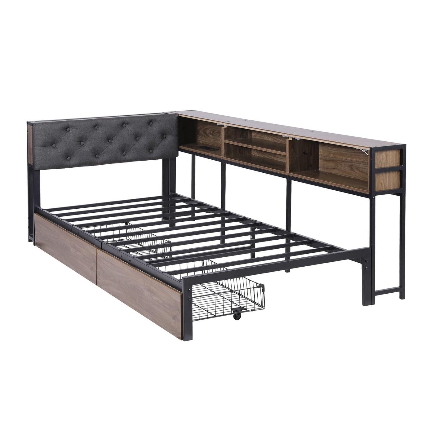 Single Bed Frame With Drawers 190x90cm
