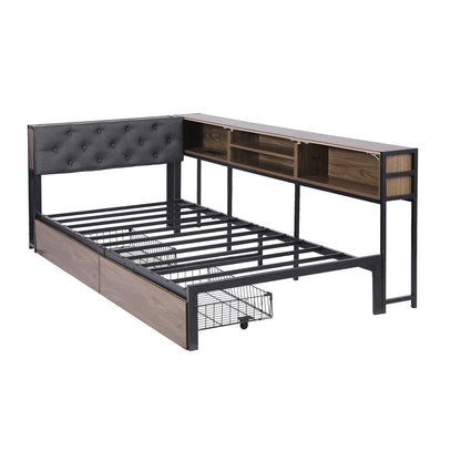 Single Bed Frame With Drawers 190x90cm