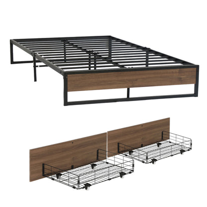 Double Bed Frame 2 Drawers Storage Metal | HomeAndLiving