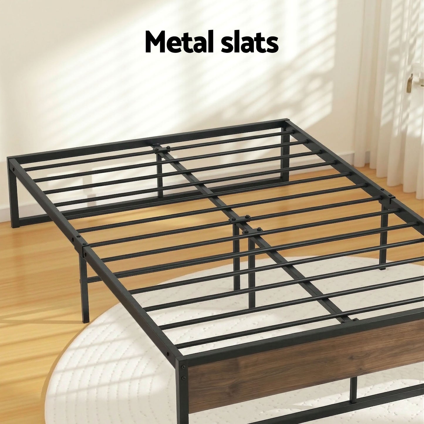 Double Bed Frame 2 Drawers Storage Metal | HomeAndLiving