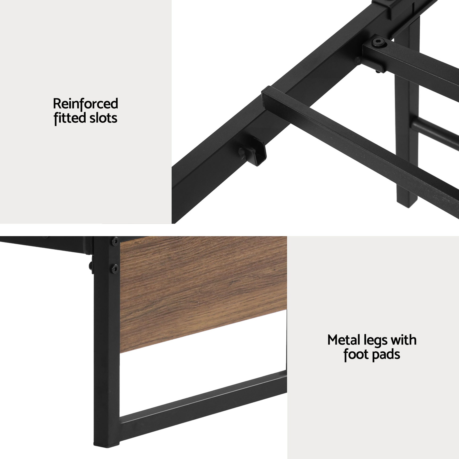 Double Bed Frame 2 Drawers Storage Metal | HomeAndLiving