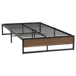 Metal Bed Frame King Single Size Wooden Black OSLO
