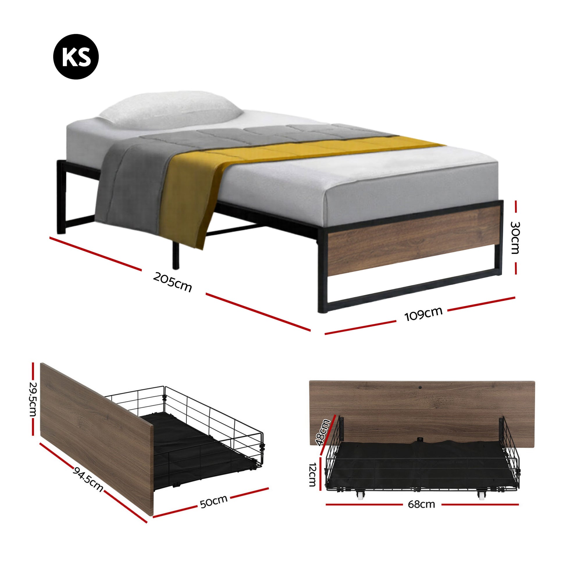 King Single Bed Frame 2 Drawers Storage Oslo | HomeAndLiving
