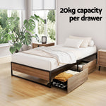 Single Bed Frame 2 Drawers Storage Metal | HomeAndLiving