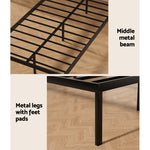 King Single/Queen Size Metal Bed Frame - Black