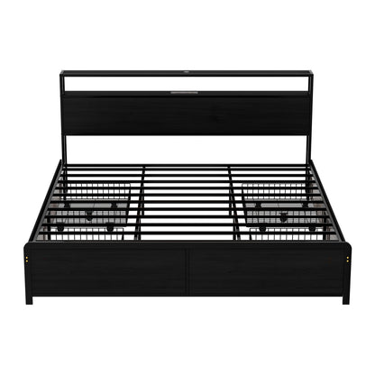 King Size Metal Bed Frame Storage 203x183cm