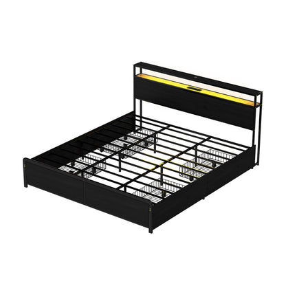 King Size Metal Bed Frame Storage 203x183cm
