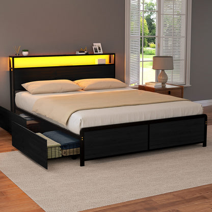 Queen Metal Bed Storage Frame 203x153cm