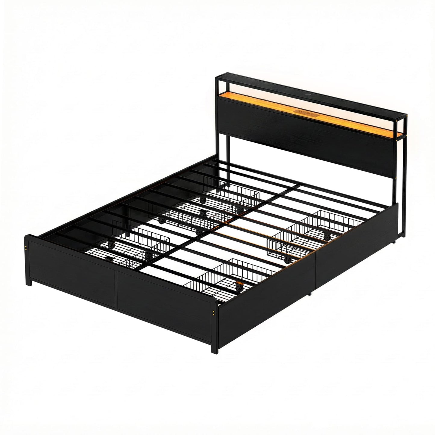 Queen Metal Bed Storage Frame 203x153cm