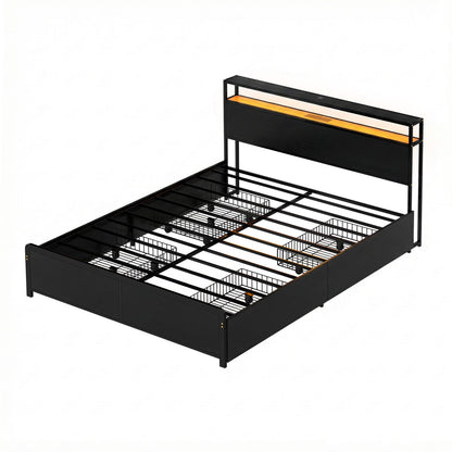 Queen Metal Bed Storage Frame 203x153cm
