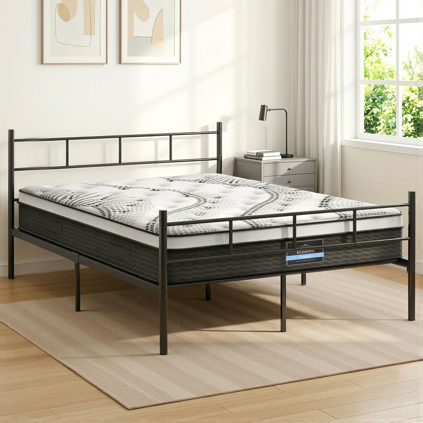 Double Bed Frame Metal Mattress Combo | HomeAndLiving