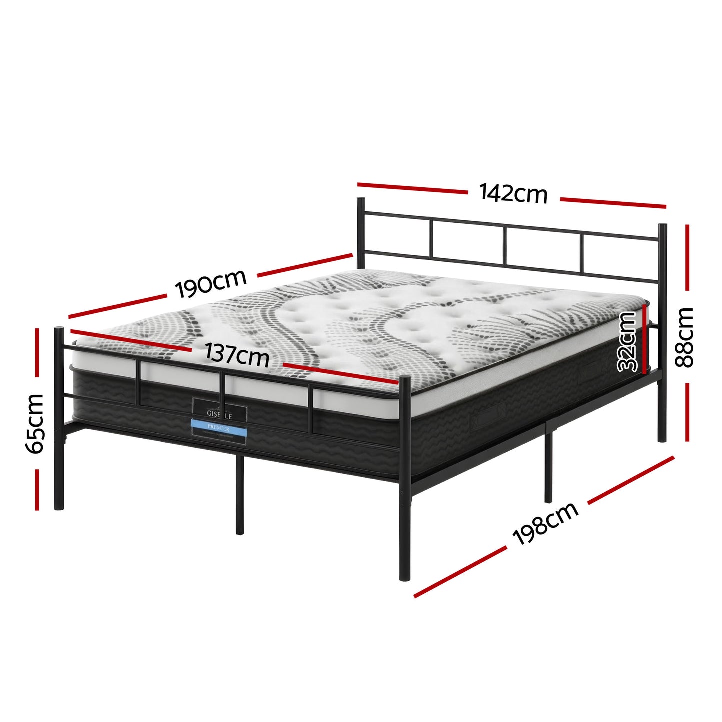 Double Bed Frame Metal Mattress Combo | HomeAndLiving
