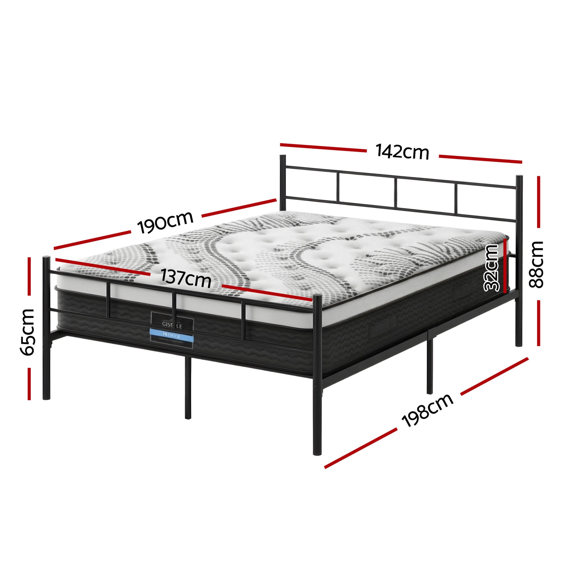 Double Bed Frame Metal Mattress Combo | HomeAndLiving