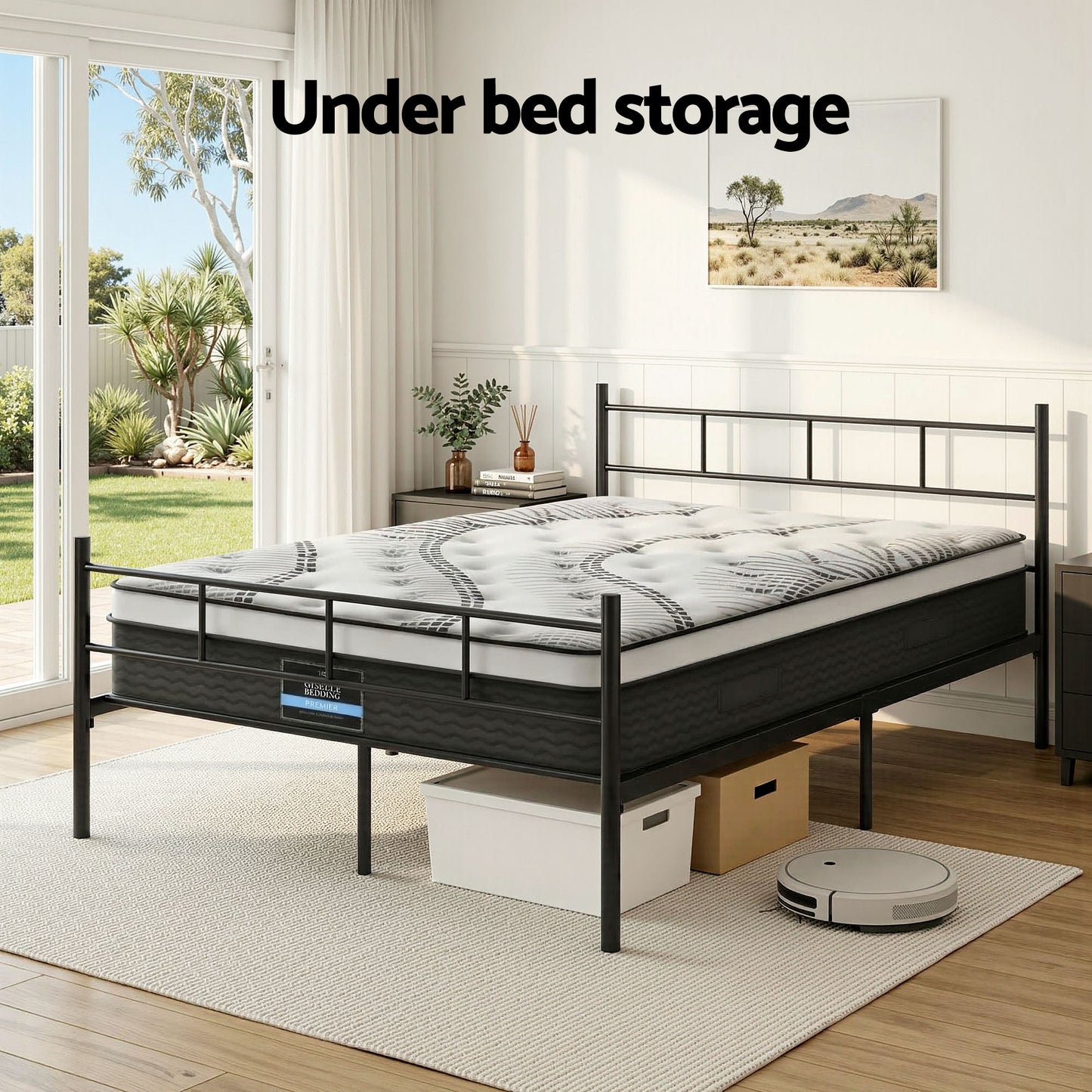 Double Bed Frame Metal Mattress Combo | HomeAndLiving