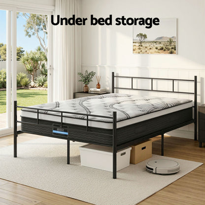 Double Bed Frame Metal Mattress Combo | HomeAndLiving
