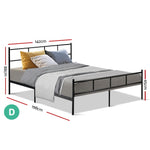Metal Bed Frame Double Size Platform Foundation Mattress Base SOL Black