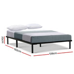 Metal Bed Frame Double Size Wooden Black TED