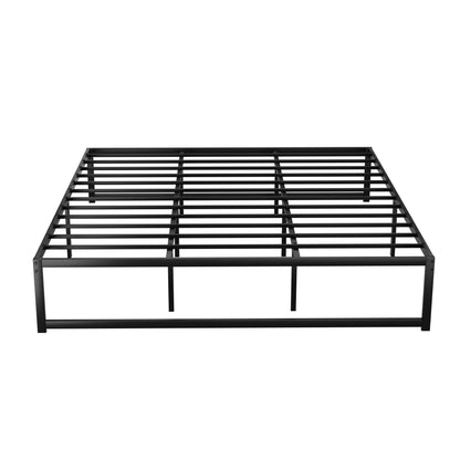 D/K/Q Size Metal Platform Bed Frame with Mattress - Black
