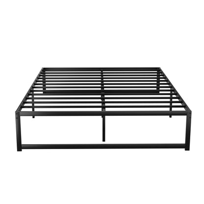 D/K/Q Size Metal Platform Bed Frame with Mattress - Black