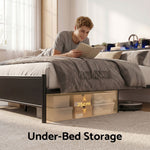 Double Bed Frame LED RGB Charging Station | HomeAndLiving