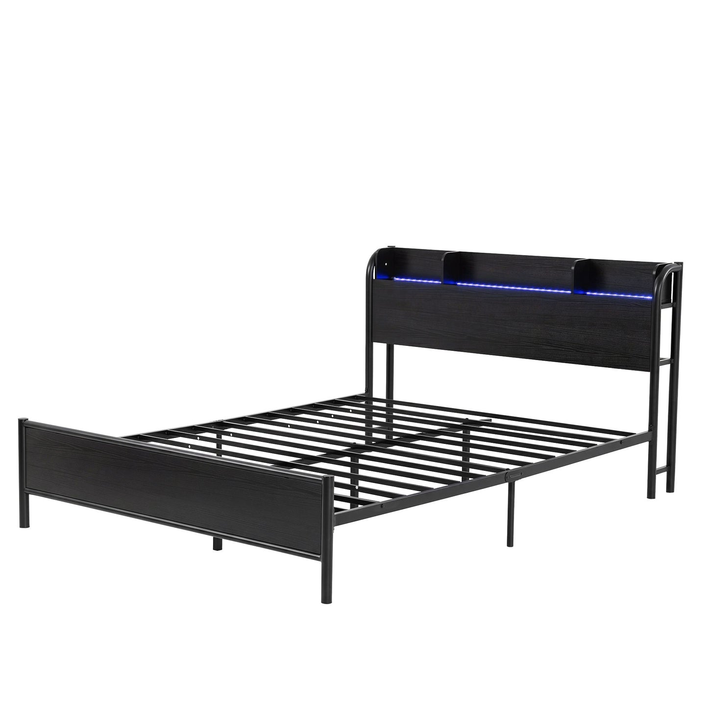 Queen Bed Frame RGB LED Charging Station | HomeAndLiving - 2