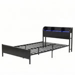 Single Bed Frame LED Charging Station Storage | HomeAndLivin