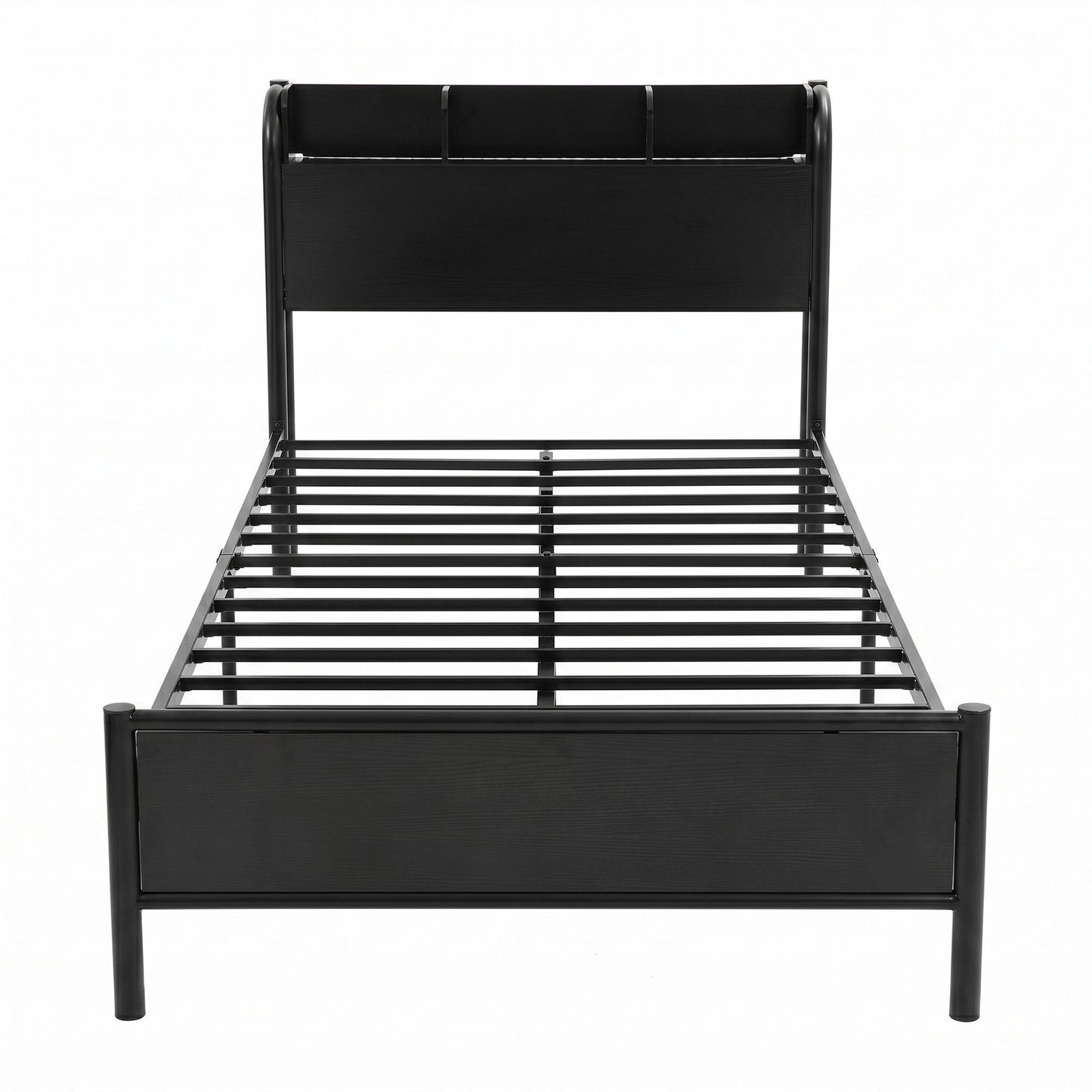 Single Bed Frame LED Charging Station Storage | HomeAndLivin - 4