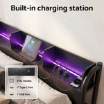 Single Bed Frame LED Charging Station Storage | HomeAndLivin