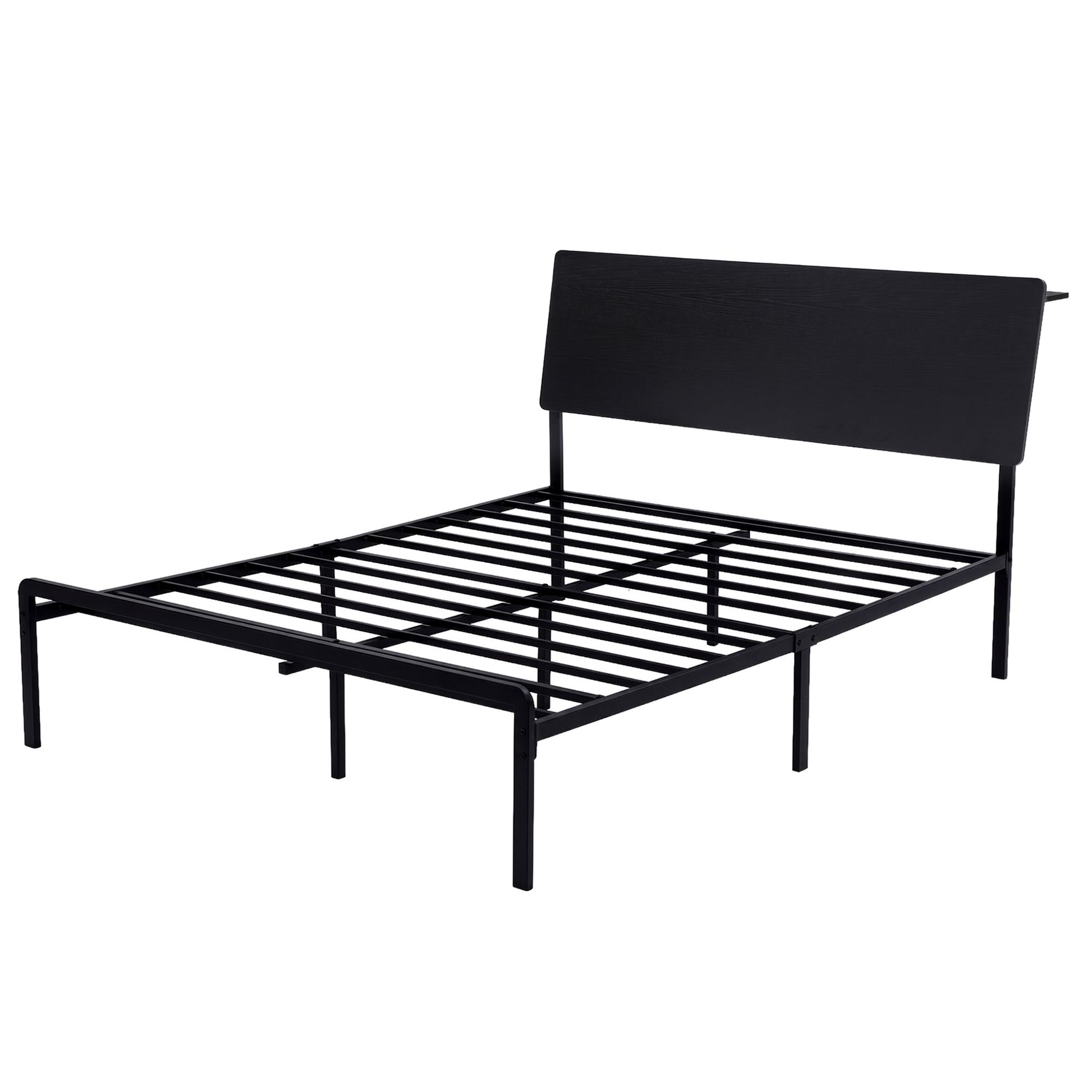 Queen LED Bed Frame Charging Station Black | HomeAndLiving - 2
