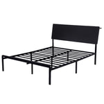 Queen LED Bed Frame Charging Station Black | HomeAndLiving